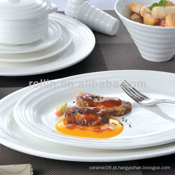 Série de linha dupla hotel &amp; restaurante louça branca, louça de porcelana, conjunto de dinnerware